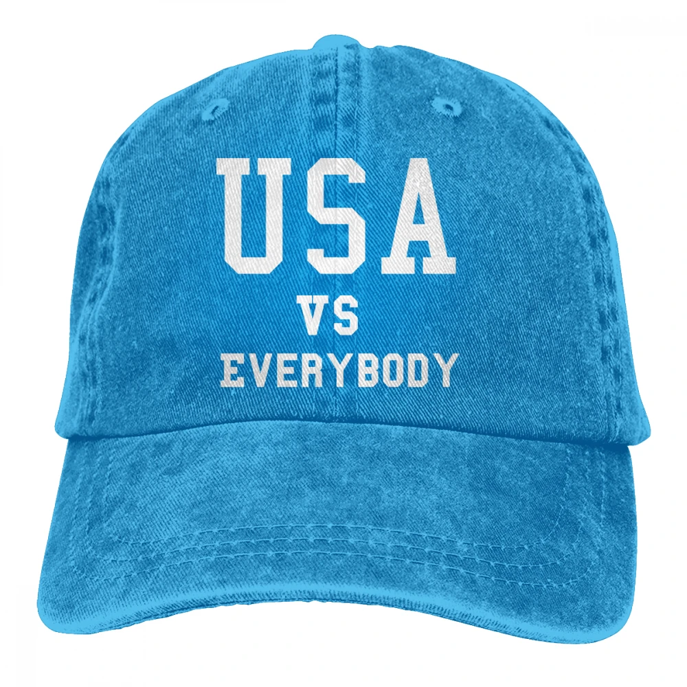 США против всех Casquette черный унисекс Мужские Женские джинсовые бейсболка с ремешком кепки Регулируемый Гольф папа шляпа