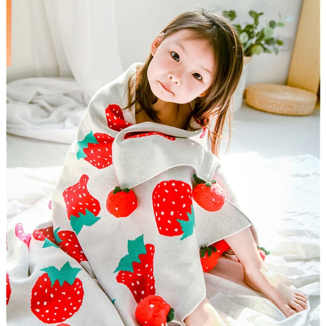 Coperta per bebè alla fragola lavorata a maglia in cotone 100 x120cm con  palline rosse coperta per passeggino trapuntata trapuntata per neonato  invernale spessa - AliExpress