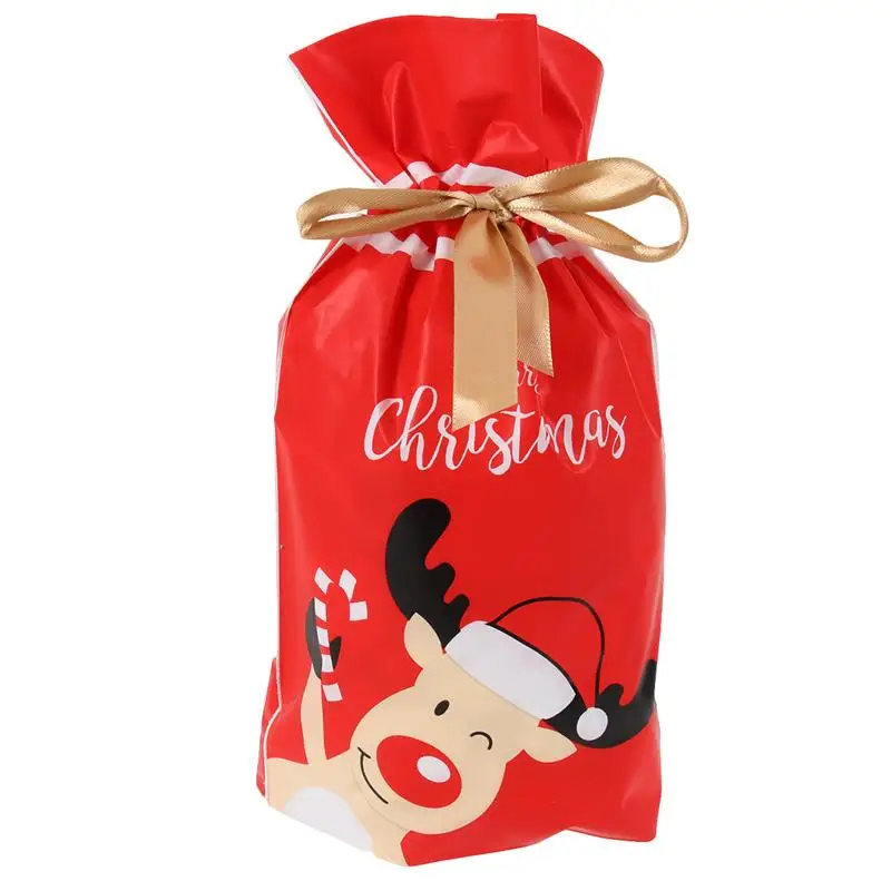 50 шт. рождественские подарочные сумки Рождественская елка печенья пакет карманы мешок для хранения конфеты мешок шнурок рождественские украшения - Цвет: Christmas Hat Deer
