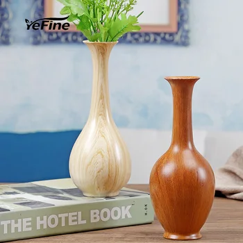 

YeFine Hydroponic Table Vase Decoration Home Decoration Living Room Flower Arrangement Imitation Wood Grain Ceramic Flower Vase