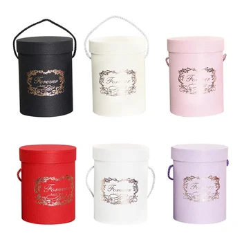 

Romantic Round Flower Box Small Flower Box With Rope Festive Party Supplies Wedding Decoration Gift Wrap Storage Supplies