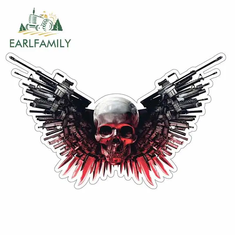

EARLFAMILY 13cm x 13cm for Day Skull Reflective Cartoon Car Stickers Oem JDM Vinyl Car Wrap Bumper Trunk Truck Graphics Decal
