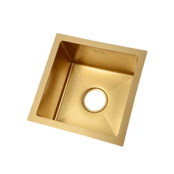 17.7'' Undermount Kitchen Sink Without Faucet ,Single Bowl Stainless Steel Brushed Gold Sink with Drainer Basket and Accessories