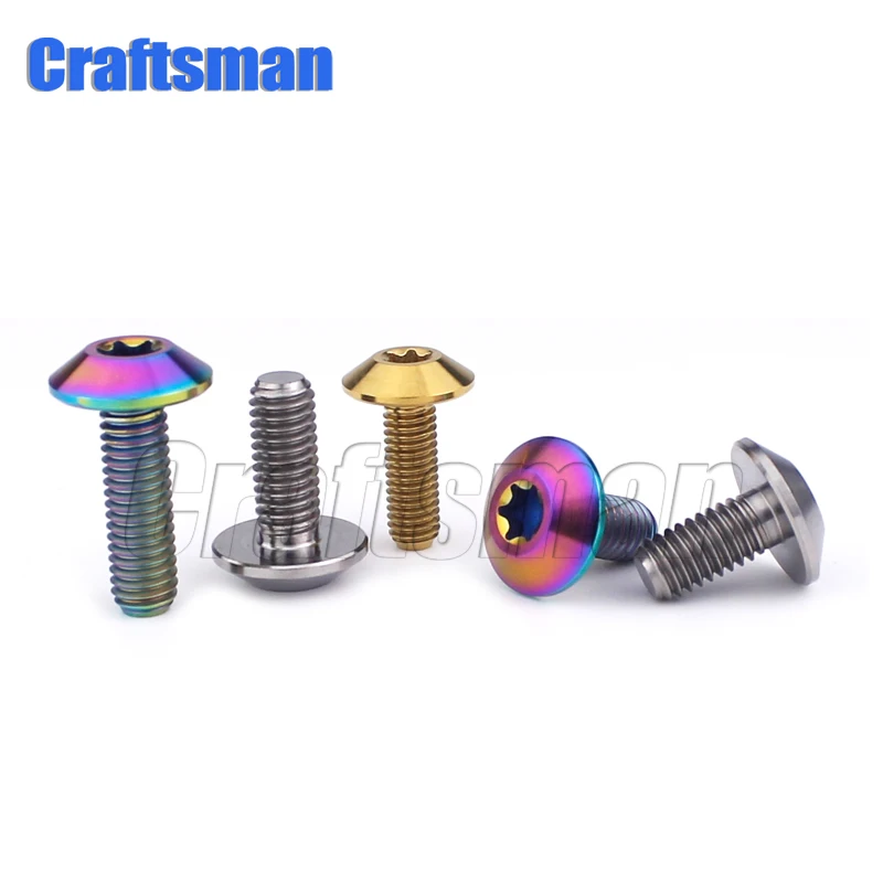 

1Pcs Craftsman Titanium Ti M6 X 12 15 20 & M5X15mm Button Torx Head Bolt Screw for Bicycle Motorcycle Part