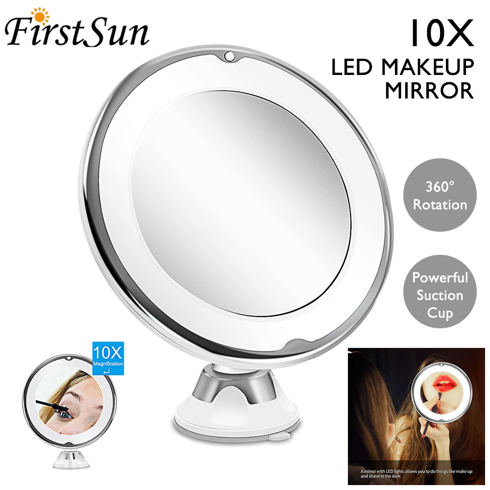 Luxshiny Specchio per Il Trucco da Tavolo Specchio Ingranditore da Toeletta con Specchio Girevole a 360 Gradi a Doppia Faccia A Forma di Cuore Beige 
