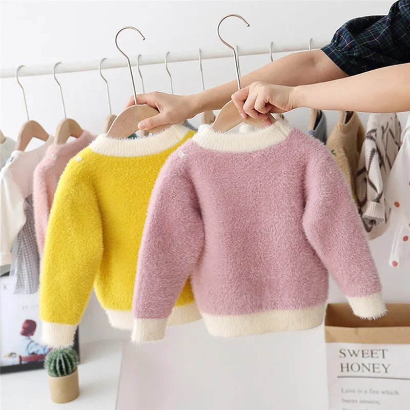 Свитер для девочек, вязаный кардиган, вязаный свитер на осень-зиму, Рождественский вязаный свитер с клубничкой для маленьких девочек