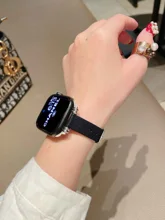 

Apple Watch Strap Metal Head Grains Canvas Bracelet for iWatch Band Slim Thin series 7 6 SE 5 3 2 41mm 45mm 42mm 44mm 38mm 40mm