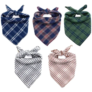 

Dog Bandanas Reversible Plaid Printing Dog Scarf Boy and Girl Dogs Handkerchief Washable Triangular Bibs for Medium Large Dogs