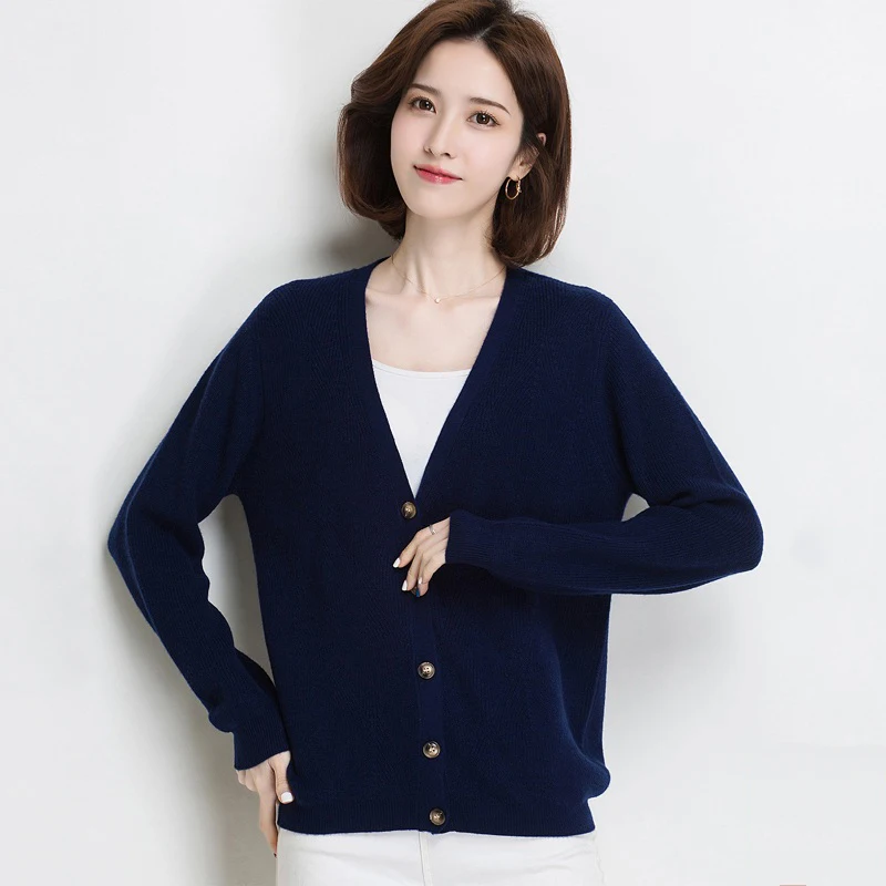 

Women Wool Sweater Full Sleeve Cardigans V-neck Sweet Cashmere Sweater Comfortable Soft Female Sweaters QY88281