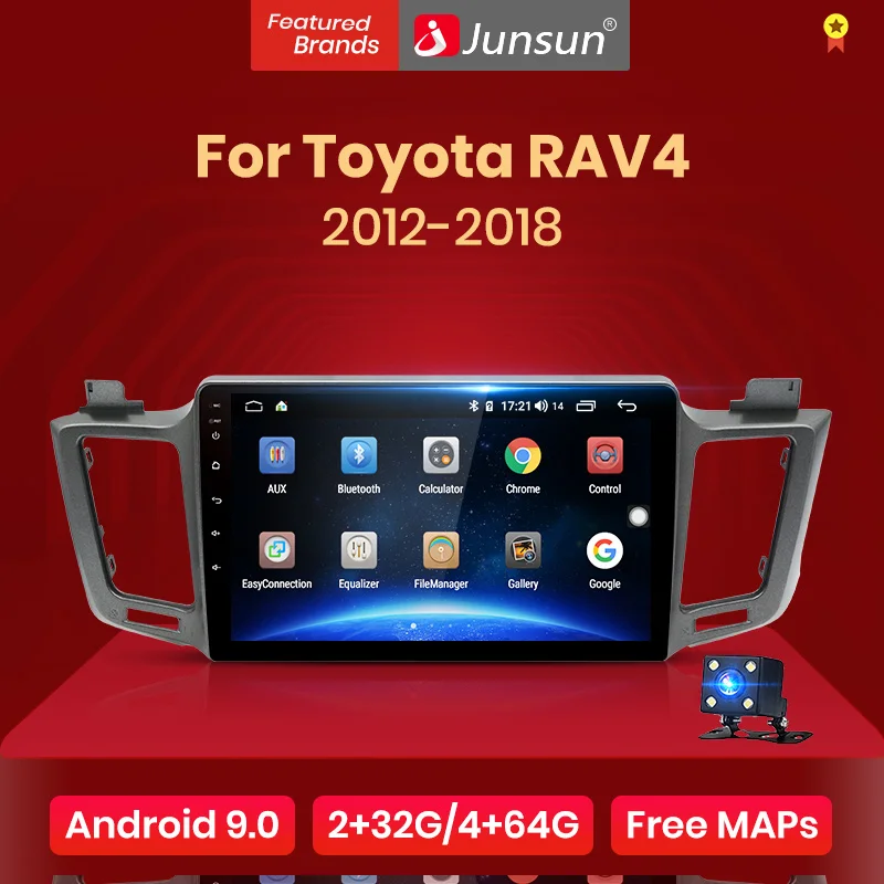 Junsun 2G + 32G Android 9 0 4G автомобильное радио мультимедиа WiFi навигация GPS для Toyota RAV4 2012 2013