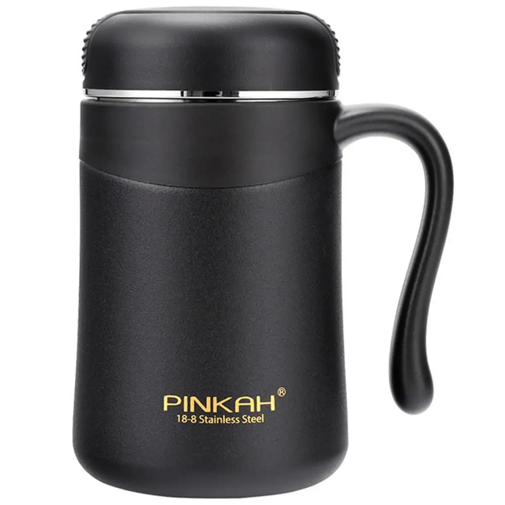 Goede Pinkah 350ML 304 Rvs Thermos Mokken Kantoor Beker Met Handvat Met Deksel Geïsoleerde Thee mok Thermos Cup Kantoor thermosflessen