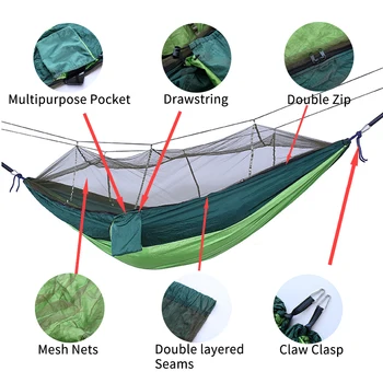 

Hot Outdoor Mosquito Net Parachute Hammock Camping Hammock With Mesh Net Lightweight Portable Nylon Hammock for Outdoor Travel