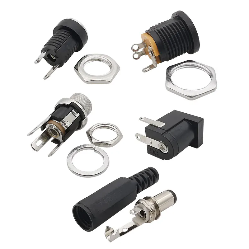 DC Power Male Female Adapter 5.5x2.1mm DC-022 DC-025M DC-005 DC-022B 5.5*2.1mm DC Power Supply Plug Jack Socket Connector 10Pcs