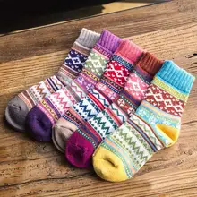Женские зимние теплые плотные дышащие удобные Разноцветные Повседневные носки с принтом