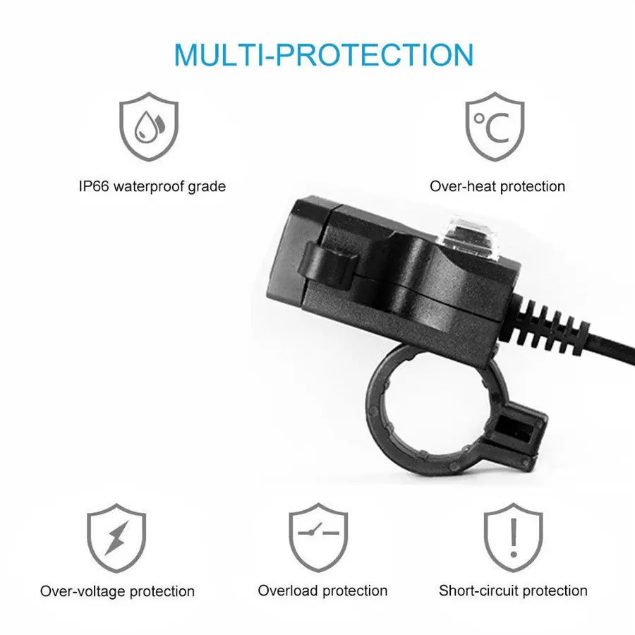Водонепроницаемый Dual USB 12V мотоциклов Зарядное устройство гнездо w/переключатель и крепления мото Зарядное устройство