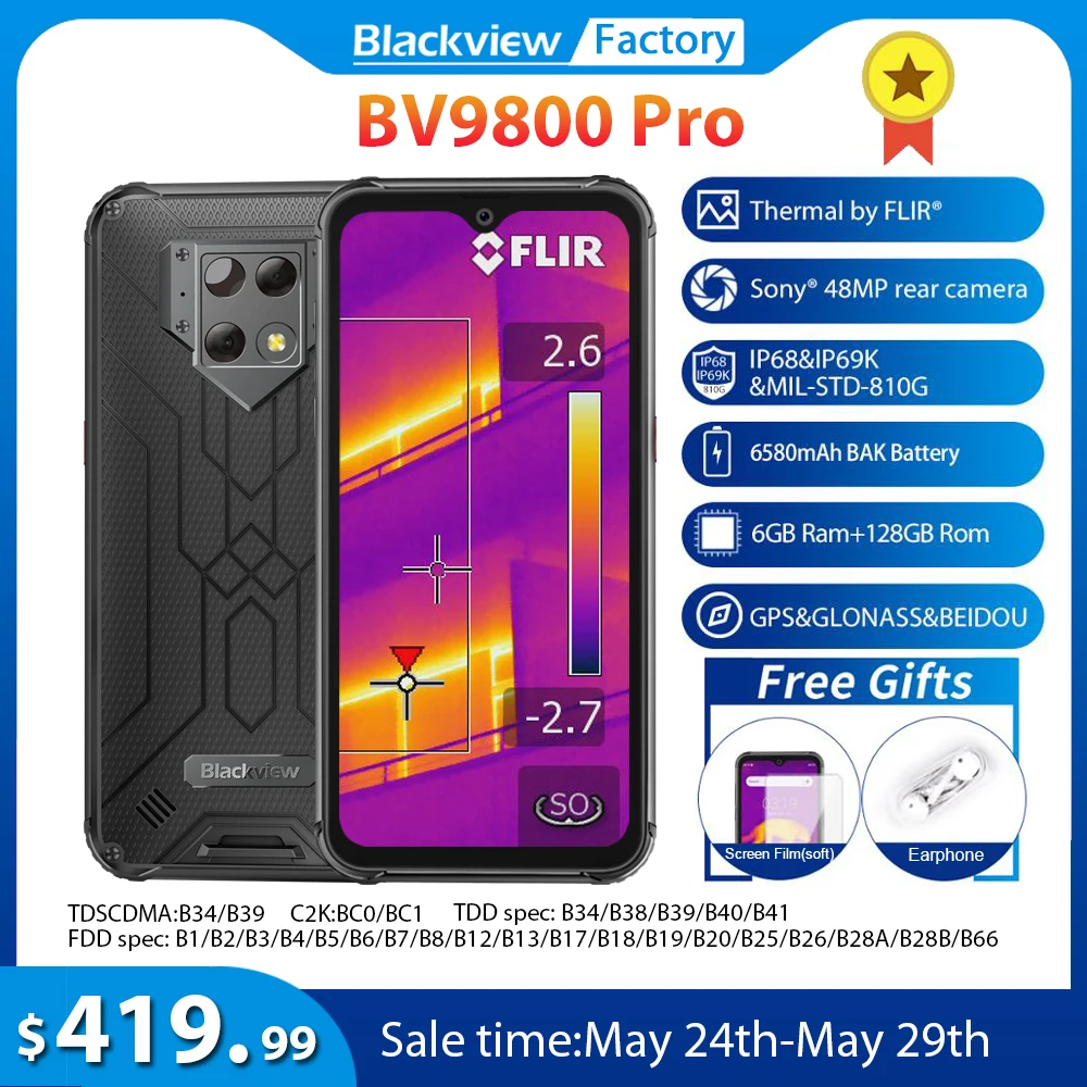 Blackview BV9800 Pro Thermal imaging Smartphone 48MP Waterproof P70 ...