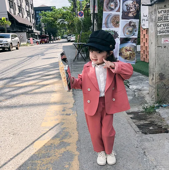 

2019 Girl Baby Fashion Elegant Suit for Spring Autumn Girls Kids Jacket+pant 2pcs Clothes Sets Child Wear Ovearwear