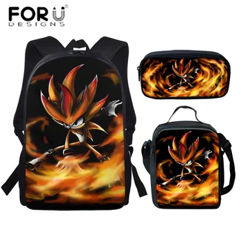 

FORUDESIGNS Kid School Bags Boys Anime Fire Sonic Print Schoolbags Primary Student Large Capacity Backpack Sets Satchel 2020 New