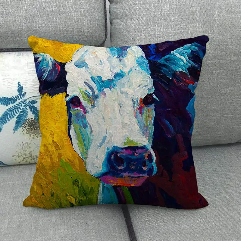 45 см* 45 см paiting farm корова дизайн лен/хлопковая подушка для дивана Чехлы диванная подушка крышка декоративная подушка для дома