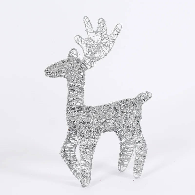 Reindeer Ornament Wrought Iron Deer Pulll Car Decor for Christmas Party Festival Decoration Led Light Window Scene Decorations