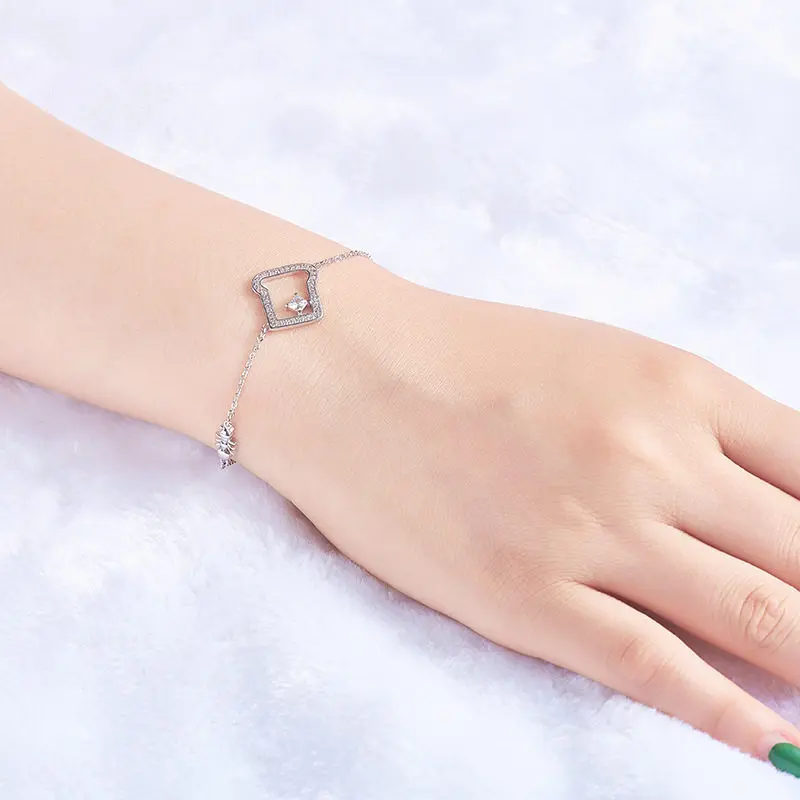 Женский браслет из розового золота с кубическим цирконием|Цепочки и браслеты| |