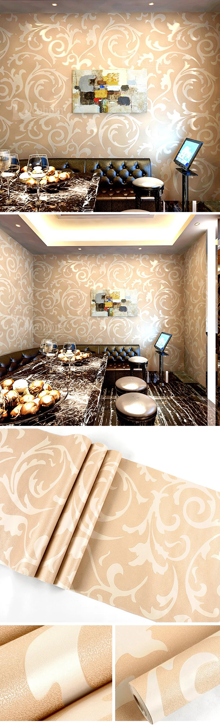 Черный Белый 3D Викторианский Дамаск тисненая настенная бумага рулон домашний Декор Гостиная спальня настенные покрытия цветочные роскошные обои