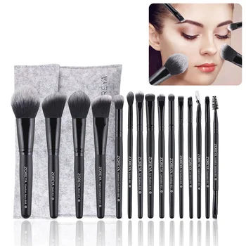 

15 gift makeup brush tool set black man-made fiber black wooden handle makeup brush set