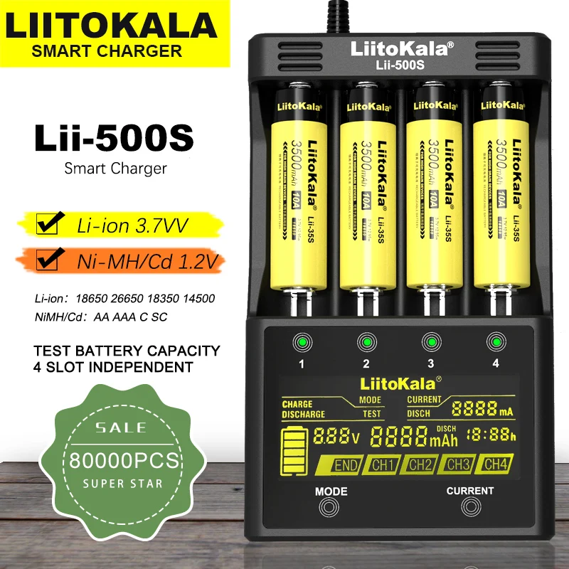 Аккумуляторная батарея LiitoKala Lii 500S S6 PD4 3 7 V 1 2 18650 26350 26650 18350 17500 AA AAA с ЖК