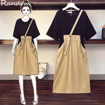 

Female 2020 Sunmer Fashion Patchwork Sport Dress Plus Size Casual Loose Clothes Women Streetwear Big Cool T Shirt Dress Bandage