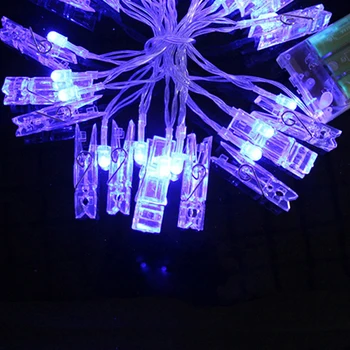 

1.2m 10 LED Battery Clip String Lights Christmas New Year Party Photo Peg Decor Q0KF