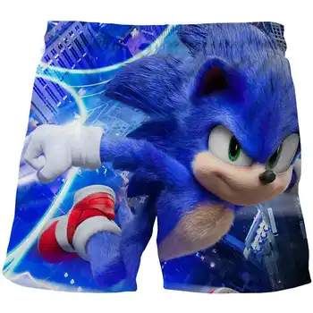 

2020 New fashion kids 3D Sonic the Hedgehog Short pants for girls Boys Summer and fall for girls Casual Loose Ripped polyester