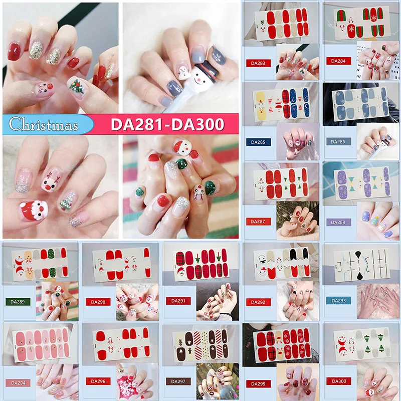

LADY KINDOM Christmas Series Nail Patch Waterproof Nail Wrap Stickers Santa Claus Nail Decals Sticker for ChristmasDA281-DA300)