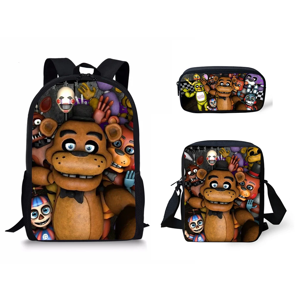 

Fashion 3PCs/set Students School Bag Set Five Nights At Freddys Design Primary Chidren's Book Bags Large Shoulder Backpack Set