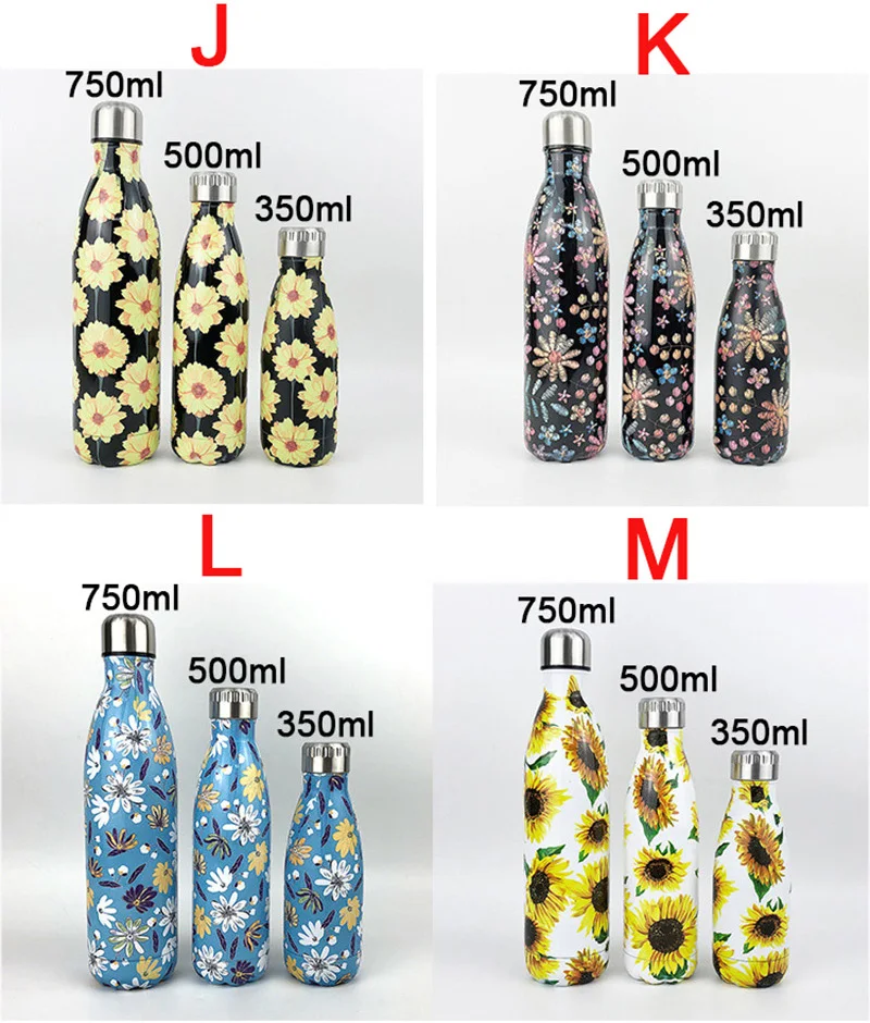 New Flamingo Floral Water Bottle BPA free Stainless Steel Thermos Bottle Gym Sport Travel Insulated Cup Mug Christmas Tumbler