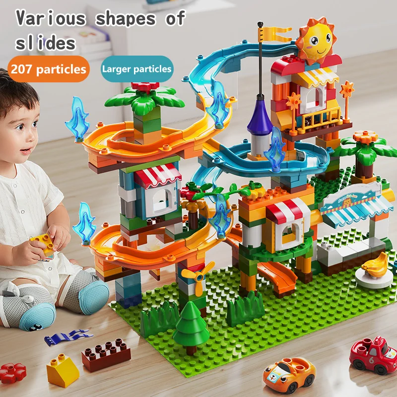 

Marble Run Big Building Block LegoINGlys Girls Friends Duploed Classic Slide Blocks Amusement DIY Bricks Plastic Toys For Kids