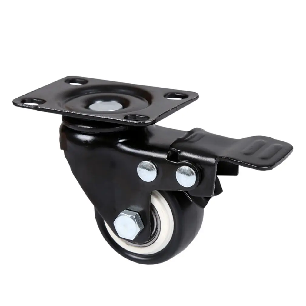 

4pcs 1.5in Furniture Swivel Casters Universal Wheel Brake Plate Swivel Casters Soft Rubber Roller Trolley Chair Accessory