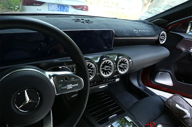 ABS углеродное волокно для Mercedes Benz A класс W177 V177+ центральная консоль кондиционер воздуха на выходе Панель рамка Крышка отделка