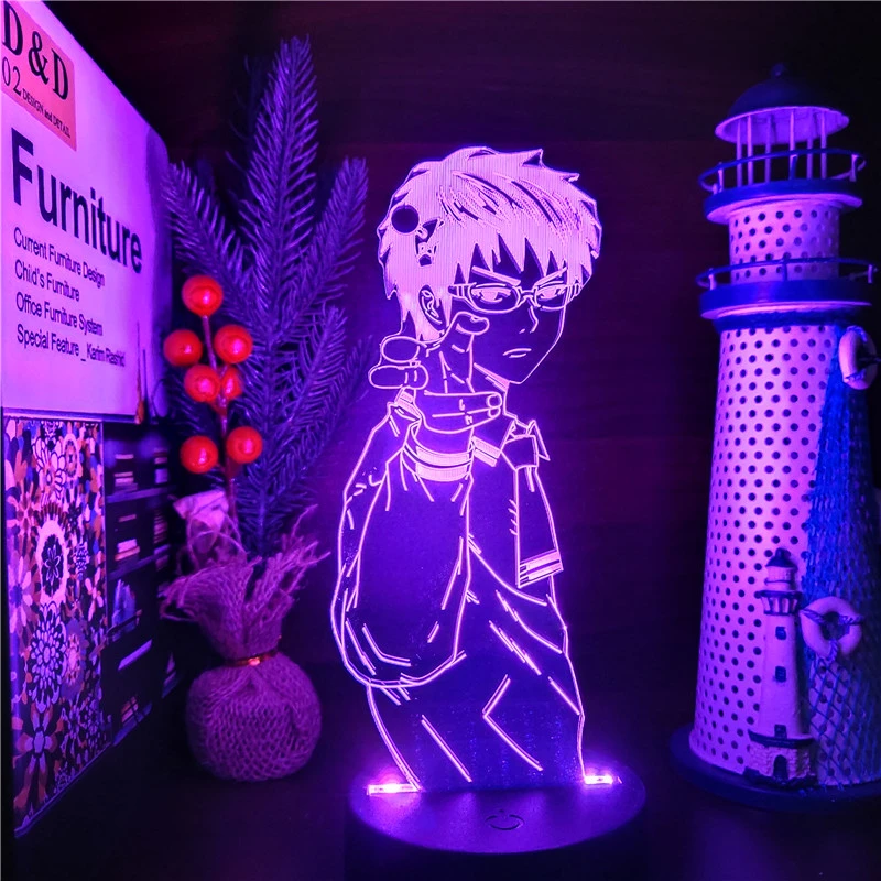 bright night light The Disastrous Life of Saiki K  3D Illusion Anime Lamp Nightlights 7 Color Changing Lampara Led For Christmas Gift 3d night light