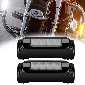 

Wzjoo Black Crash Bar Lights LED White Amber Motorcycle for Touring DRL Turnsignals