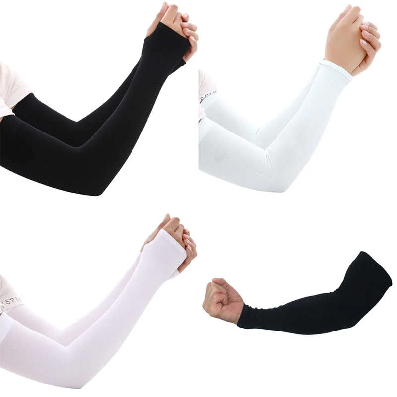 Mangas de nailon para brazo Unisex, 1 par, para ciclismo, carrera, protección solar UV, para exteriores