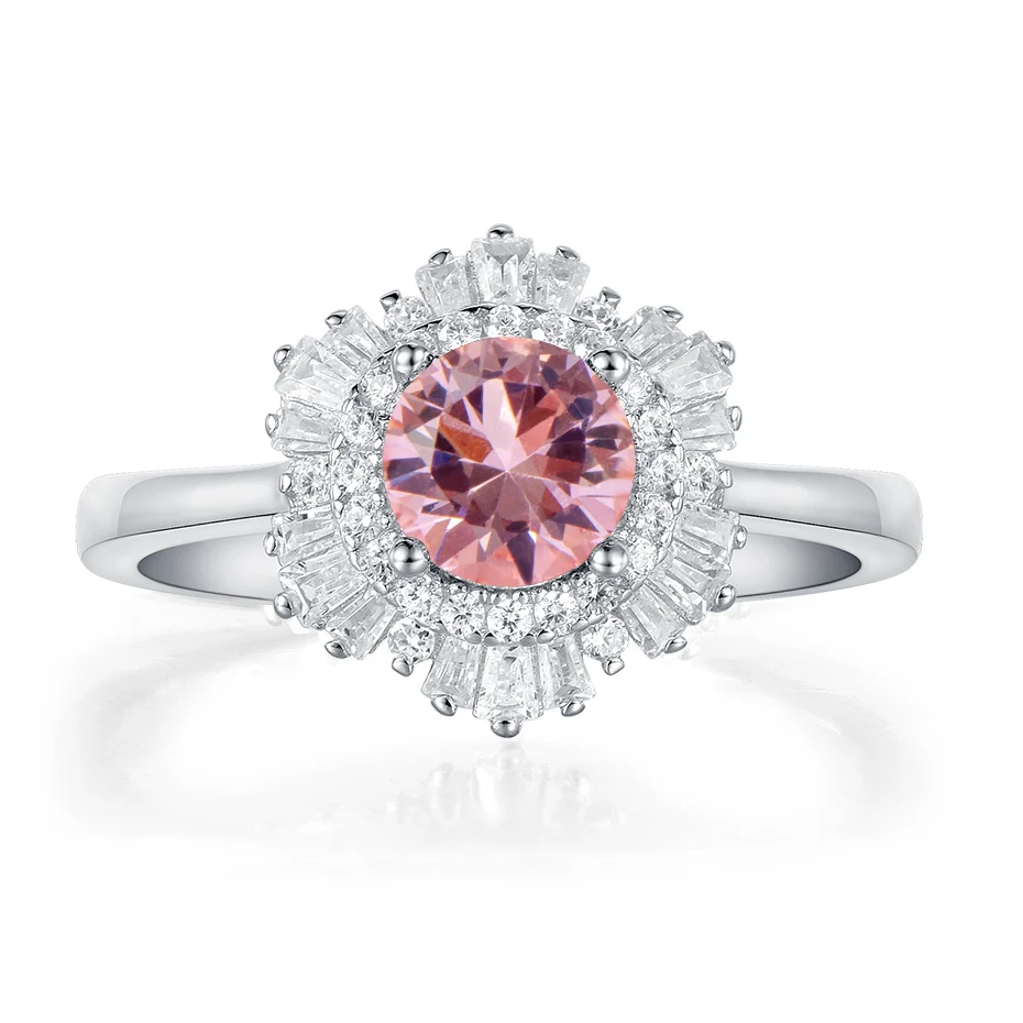Created Morganite Kuolit Лондонский голубой топаз изумруд кольца с драгоценными камнями для женщин Твердые 925 серебряные ювелирные изделия снег помолвка Ins Мода Рождественский подарок - Цвет камня: Created Morganite