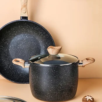 

Kitchen Cooking Pots Nonstick Saucepan Japanese Maifan Stone Aluminum Alloy Soup Pot Wok Frying Pan Household Cookware