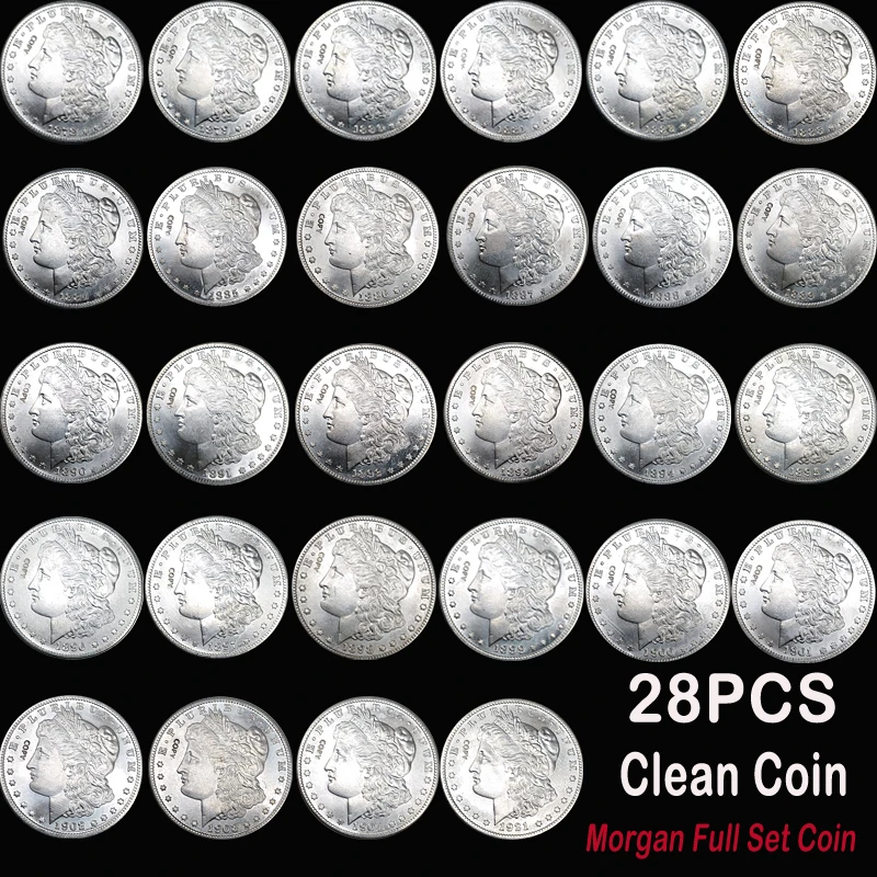 28 шт. 1878-1921 сша Морган долларовая Монета копии монет - Цвет: Clean silver