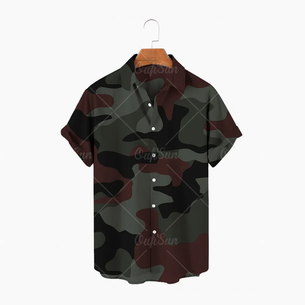 Mens Short Sleeve Camouflage Camo Military T-Shirt Slim Hawaiian Beach Tops Tee