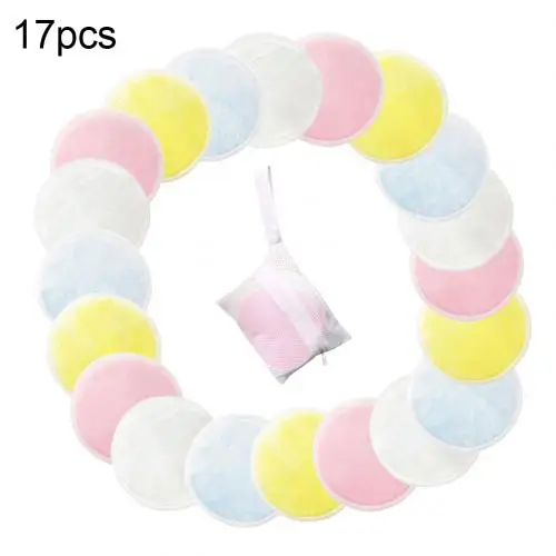 Hot 9/17/21Pcs Reusable Washable Makeup Facial Cream Remover Double Layer Wipe Pads - Цвет: 17