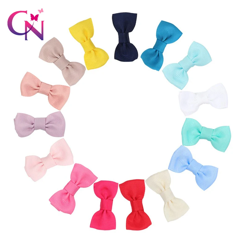 

CN 15 Pcs/lot Kids Small Plain Hair Bow With Ribbon Covered Handmade Grosgrain Ribbon Bow For Girls Children Hair Accessories