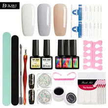 BUKAKI 6 цветов Гель-лак основа верхнее покрытие наборы для ногтей 6 Вт лампа Электрический маникюр ногтей дрель для ногтей инструменты для дизайна ногтей