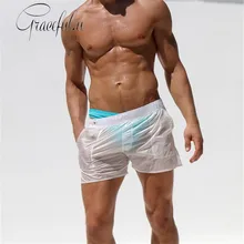 Новые мужские плавки без подкладки, полностью прозрачные сексуальные шорты-боксеры, Мужская одежда для плавания, купальный костюм, шорты для пляжа, серфинга