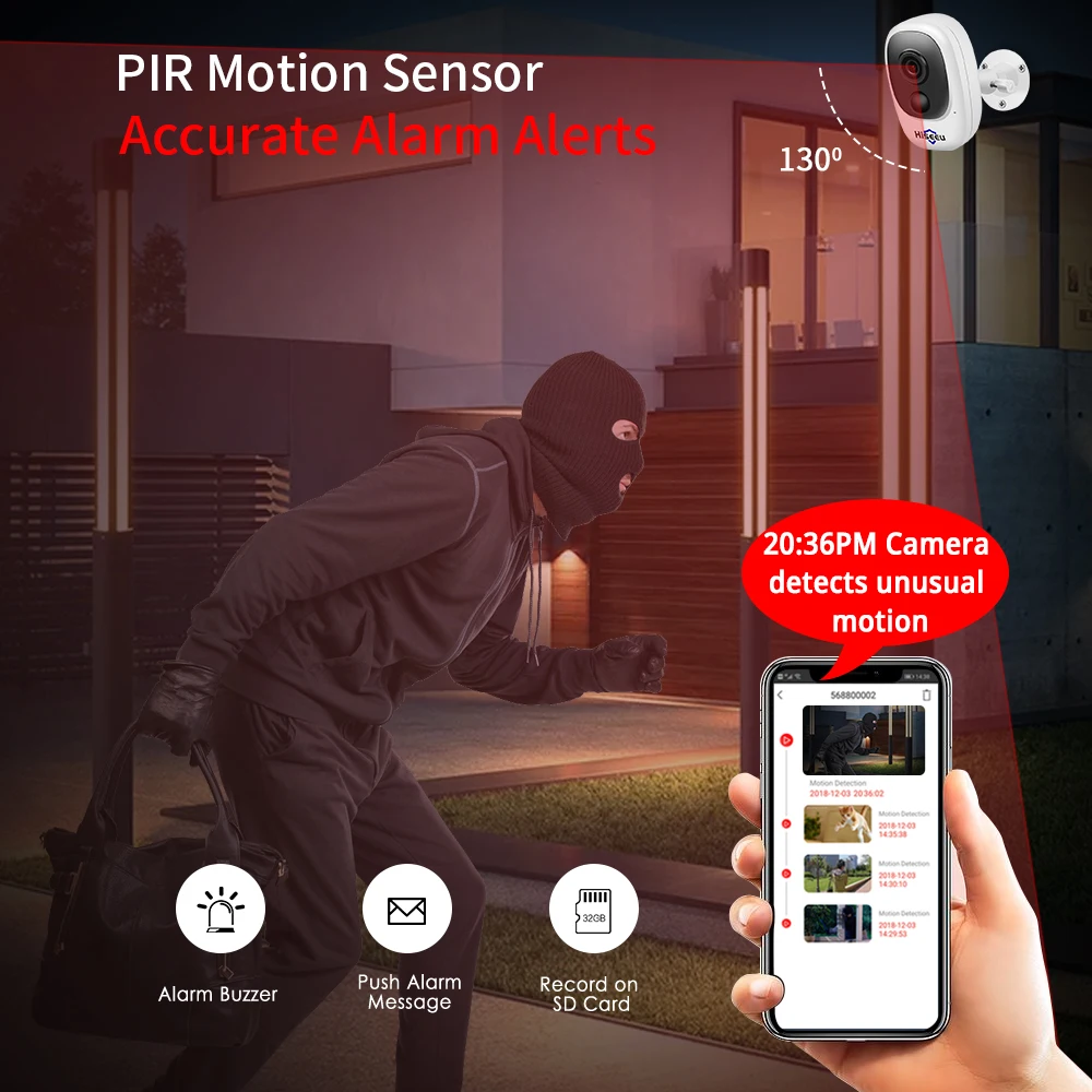 IP камера Hiseeu аккумуляторная 1080P Wi Fi с датчиком движения|Камеры видеонаблюдения| |