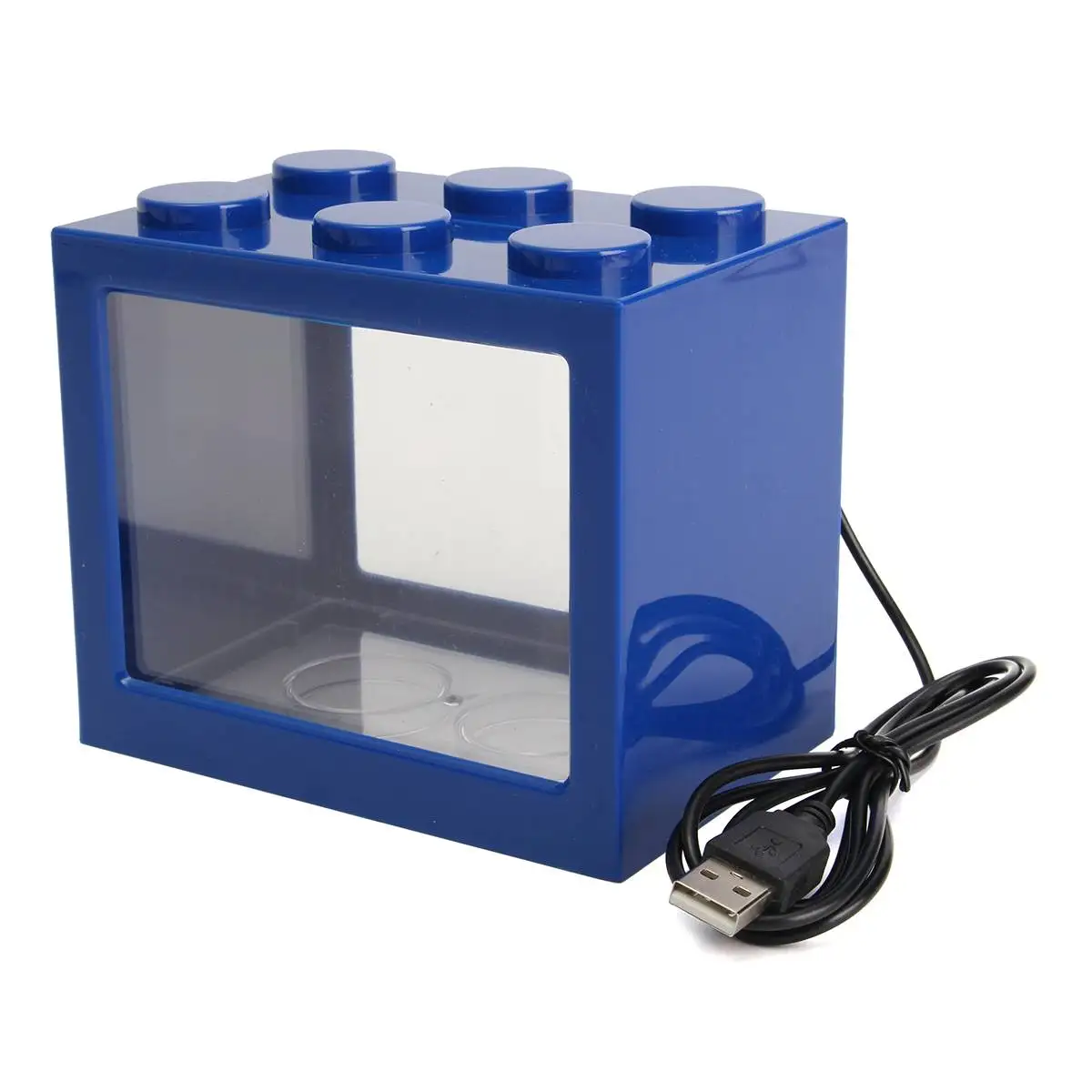 Blue Акриловый аквариум с лампой, прозрачный мини USB СВЕТОДИОДНЫЙ светильник для аквариума, офисное украшение для рабочего стола - Цвет: Blue